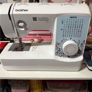 Brother XR3774 White Sewing Machine with Floral Design